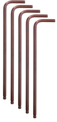 QUARKZMAN 5Pcs Llave Hexagonal de Bola, 1/8 Sae S2 de Acero, de Brazo Largo, en Forma de L, Herramienta de Reparación para Bicicletas y Motocicletas en Casa, Rojo Marrón