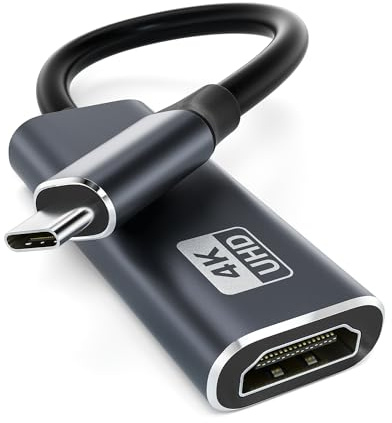 USB C auf HDMI Adapter, USB C HDMI 4K Adapter Kompatibel mit Thunderbolt 3/4, Video Audio Ausgang für iPhone 15/16/17, MacBook Pro/Air, Pixelbook, XPS,Galaxy S/Note, Surface Pro, Dell XPS