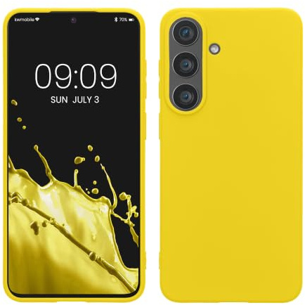 kwmobile Skal för Samsung Galaxy S26 FE TPU Case - Mobilskal stöder trådlös laddning, flexibel skyddshölje, gummerat fodral i strålande gult