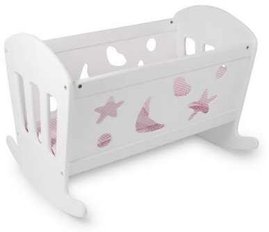 Gamez Galore White Solid Doll's Rocking Cradle Crib Bed