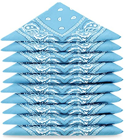 Karl Loven EL BANDANA - Lote de bandanas 100% Algodon de primera calidad Paisley Panuelo Cabeza Cuello Bufanda - Juego de 5 Azul Cielo
