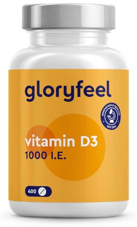 Vitamin D Sonnenvitamin - 400 Tabletten (13 Monate) - Laborgeprüfte 1000 IE Vitamin D3 pro Tablette - Unterstützt Knochen, Zähne, Muskeln und Immunsystem* - Ohne Zusätze