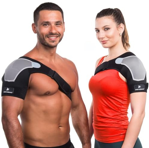 Rotator Cuff Shoulder Brace for Pain Relief & Support - Adjustable Arm Sling Immobilizer for Torn Rotator Cuff, Shoulder Injury, Post-Surgery Recovery - Compression Support Sleeve for Men & Women (S-M)