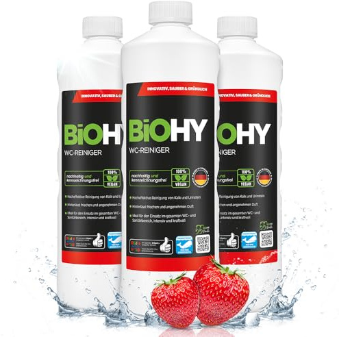 BiOHY WC-rengörare (3 x 1l flaska) | EXTRA STARK | Professionellt ekologiskt koncentrat | Viskös rengöringsgel | Perfekt mot urinsten (WC-Reiniger)