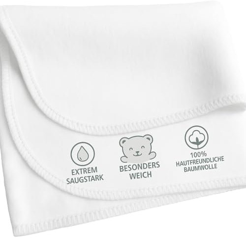 Clinotest Moltonwindeln weiß in 40x40 cm -100% Baumwolle & Kochfest, Oeko TEX Zertifiziert, als Unterlage/Schnuffeltuch/Spucktuch oder als Dreieckstuch verwendbar