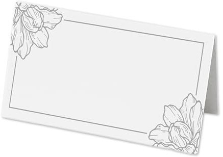 Lot de 50 marque-places encadrés avec motif floral - Décoration pour mariage et fête