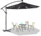 LARS360 Alu Ampelschirm Ø350cm mit Solar LED Beleuchtung Wasserdichter Sonnenschirm mit Kurbelvorrichtung Höhenverstellbarer Balkonschirm Gartenschirm Marktschirm UV-Schutz 40+ Dunkelgrau