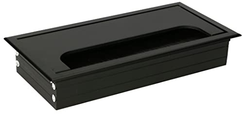 KOTARBAU® Aluminium kabelgenomföring 160 x 80 mm för möbler svart kabeldosa kabelgenomsläpp kantig anodiserad