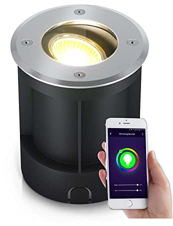lambado® Bodenstrahler außen mit App-Steuerung, Alexa & Google - Dimmbar & Farbwechsel - Bodeneinbaustrahler aussen schwenkbar für gezieltes Licht
