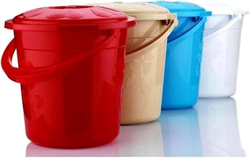 Best House | Plastic Bucket with Lid Handle | 5 Litres | 2 Pcs | Household Bucket | Storage Buckets Bin Container, Multipurpose Use for Home, Garden and Workshops (Grey, Pack of 2)