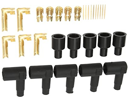 Tbest Spark Plug Wire Boot, 30PCS Spark Plug Coil Wire Boot Black Rubber Material Terminal Kit Fit for 6‑10mm Wires