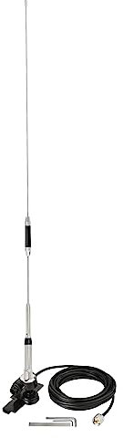 Eightwood Dualband VHF UHF Antenne Auto CB Mobilfunkantenne 67 cm Edelstahl 144/430 MHz Antenne CB Funkantenne Pl259 Antenne + 5M Verlängerungskabel für Cobra ICOM Midland Yaesu TYT BTECH