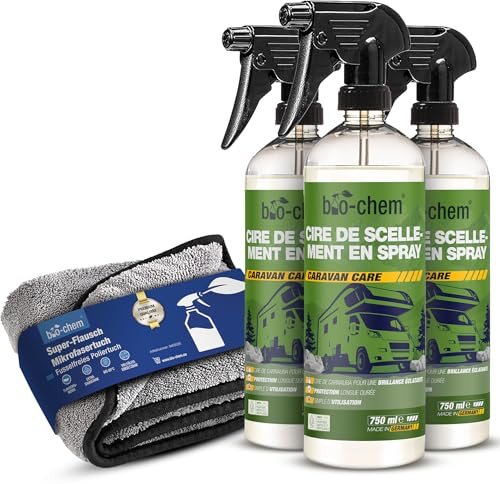 Ekologiskt sprayvax, försegling bil, 3 x 750 ml inkl. polerduk I flytande karnauba-vax för lacktätning för alla bilar som bil, husvagn och motorcykel I strålande glans och långsiktigt skydd