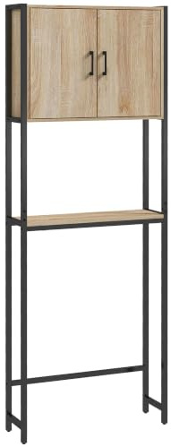 kleankin Toaletthylla badrumsmöbler över toalett med 2 dörrar och öppen hylla dim. 64 L x 19 l x 178 H cm ek och svart