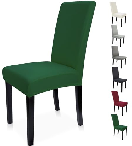 Zindoo Fundas Sillas de Comedor Pack 4, Funda Sillas Comedor Elástica Desmontables Lavables Duradera Fundas para Sillas de Comedor Sala Cocina Banquetes Oficina Hogar Restaurante (Verde)