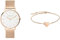Liebeskind Damen Analog Quarzuhr 38 mm & Damen Armband Herz Edelstahl Silber 20 cm (roségold)