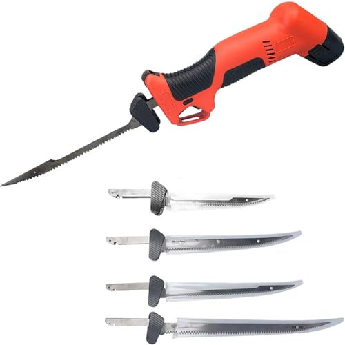 GALPBBCADE Coltello Elettrico da Cucina Portatile Coltello per Carne Ricaricabile con 4 Lame Doppie in Acciaio Inox Electric Knife per Alimenti Surgelati Carne Interruttore di Sicurezza