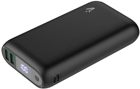 VulTech VPB-WP20BK Power Bank 20000mAh 74Wh, Caricatore Portatile con Display LCD, 3 Porte (2x USB-A+Type-C), Ricarica Rapida per iPhone, Samsung, Xiaomi, Oppo, Realme