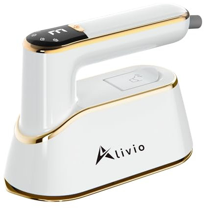Alivio 2 in 1 Steam Iron with 3 Level Steamer, Wet/Dry Portable Iron with LCD Screen & 180 Degree Rotating Handle for Silk, Wool, Cotton, Chiffon, Linen, Nylon (White)