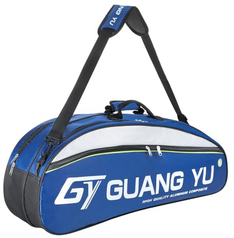 LONTG Sac de Raquette de Badminton Tennis en Oxford 1200D Sac à Dos/épaule Grande Capacité 3-6 Raquettes Sacoche de Tennis Squash Etanche Sacoche de Sport Badminton Portable à Chaussures Homme Femme