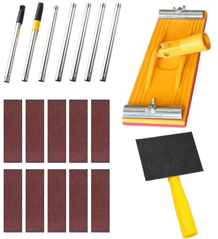 Ponceuse sur Perche,Manuelle Rotative Avec Tige Extensible - Ponceuse Plafond Main Outils De Plâtre,Pour Rénovation Polissage Chantier Débutants Professionnels Sol Plafond
