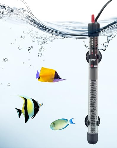 Riscaldatore per Acquario 120 L - 200 L 200W Riscaldatore Sommergibile Riscaldatore Termostato Regolabile Termoriscaldatore Acquario per Serbatoi di Pesce e Acquario 120L-200L (20-34°C, 200W)