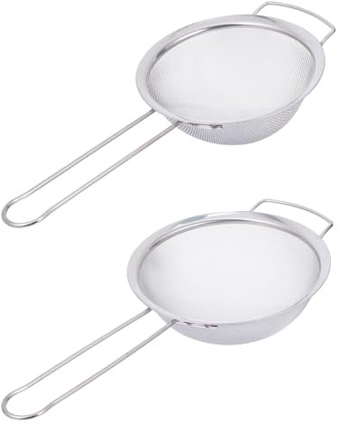 Angoily 2 piezas Colador de Acero Inoxidable Tamiz de Malla para Harina y Alimentos Utensilios de Cocina Manuales Resistentes y Duraderos Tamizador de Repostería Práctico y Fácil de Usar