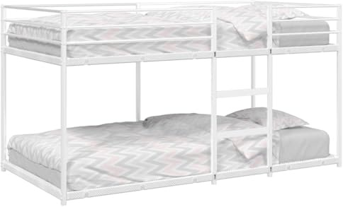 Holamys Våningssäng vit, 90 x 190 cm, robust stålram, platsbesparande loftsäng för barnrum, gästrum, metall, hållbar dubbelsäng