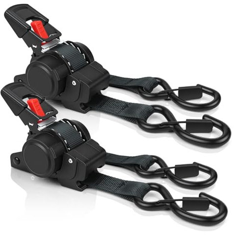 vsshe 2 Piezas Correas de Amarre con trinquete, Ajustable Cinchas de Amarre con Hebilla (25 mm x 3.5 m), Carga 680kg Tensor de Carraca para Motocicletas, Baca, Remolques, Carga, Bicicleta, Piraguas