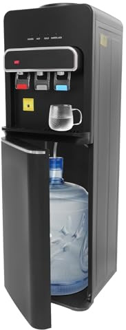 Stående vattendispenser, 500 W elektrisk varmvattendispenser med bottenpåfyllning, vattendispenser, dricksvattendispenser, dubbel varm-/kallfunktion, för hem, kontor, kök (svart)