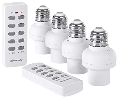 DEWENWILS Remote Control Light Bulb Socket, Wireless Light Socket Switch Kit, Remote Light Socket E26/E27 Base for Pull Chain Light Fixture, No Wiring, ETL Listed(2 Remote+4 Socket)