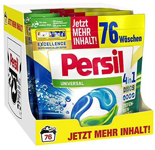 Persil Tiefenrein 4in1 DISCS (4 x 76 Waschladungen), Universal Waschmittel mit Tiefenrein Technologie, Vollwaschmittel für reine Wäsche und hygienische Frische für die Maschine