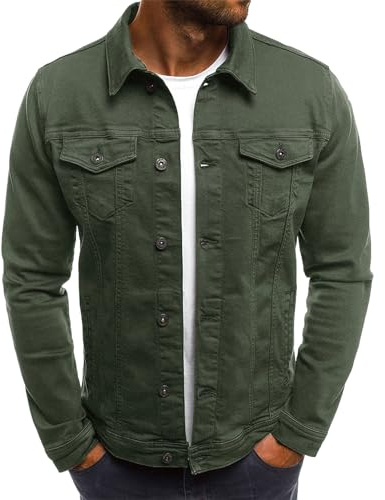 amropi Chaqueta Vaquera para Hombre Jean Chaqueta con Bolsillos y Botones Jacket