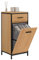 EUGAD Badezimmerschrank mit faltbarem Wäschesack, Wäscheschrank Wäschesammler Wäschekorb mit Schublade, Badschrank Badmöbel mit Metallrahmen, helle Eiche + Schwarz, 38x80x34 cm