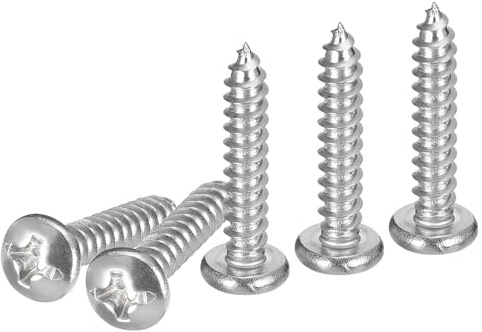 DTGN #6x3/4 Silver Screws - 25Pack - 304 Stainless Steel Pan Head Phillips Sheet Metal Screw Self-tapping Screw Wood Screws