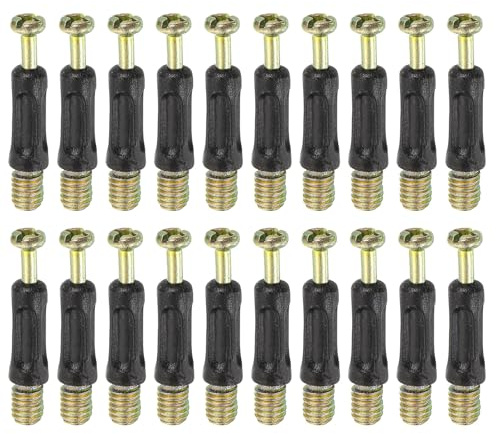 sourcing map 45Pcs 35mm Furniture Connecting Fittings, Thread Bolts Dowels Screws, Metal Dowel Fitting Fasteners for Cabinet Drawer and Wardrobe Furniture, Black