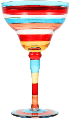HOMSFOU Bicchiere da Margarita Dipinto a Mano in Vetro Decorativo Trasparente, Bicchiere da Vino Decorativo per Cocktail, per Feste, Matrimoni e Uso Domestico, Capacità per Margarita