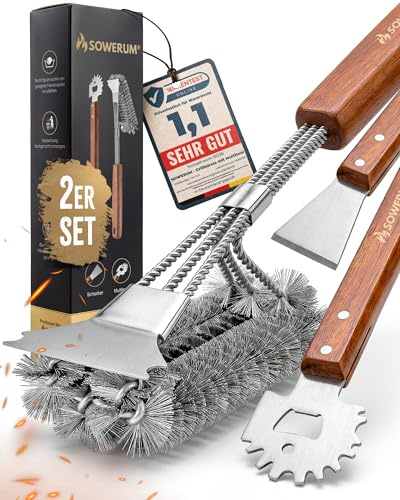 Cepillo para barbacoa 5 en 1 de acero inoxidable con rascador [ganador de pruebas] compatible con accesorios Weber Grill Gadget Grill Accesorios Barbacoa de gas Cepillo de alambre limpiador de