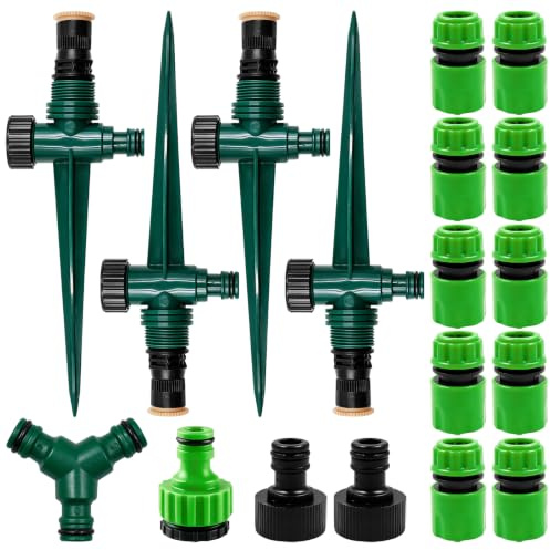 18 Piezas Aspersor de Jardín Multifunción, Aspersor para Césped con Estaca y Conectores de Manguera, Accesorios de Riego para Césped Huerto Invernadero