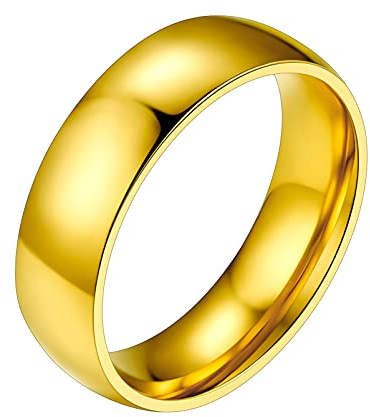 Prosteel damer gyllene stålring storlek 49 enkel ring 6 mm fingertillbehör