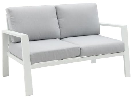 LOLAhome Sofá de jardín y Exterior Blanco de Aluminio para terraza Garden -