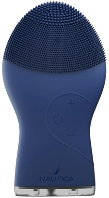 Nautica PC120 Facial Cleansing Brush Made with Ultra-Hygienic Soft Silicone, Waterproof, Rechargeable Vibrating Face Exfoliator Scrub Brush with Sonic Technology for Men & Women - Navy