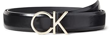 Calvin Klein Damen Gürtel Re-Lock Logo Belt 3,0 cm Ledergürtel, Schwarz (Ck Black), 65