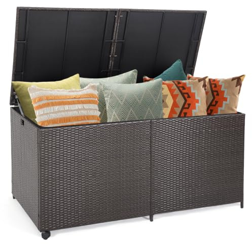 TANGZON 660L Rattan Garden Storage Box with Wheels