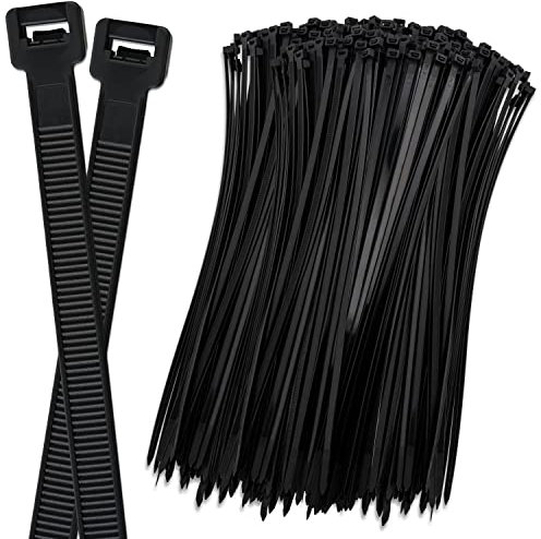 ISOLATECH 100 bridas para cables negras 400mm x 7,6mm de nailon, resistentes al calor y rayos UV, alta fuerza de sujeción, duraderas y resistentes, para interior y exterior