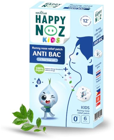 HAPPY NOZ Teebaum Öl - Kräuterpflaster für Erkältung - bei Schnupfen verstopfter Nase oder Husten - Spezielle für Baby´s und Kinder ab 0 Jahre - natürliche Öle - 12 Stunden Duft