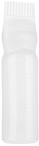galeyyu Haaröl-Applikator-Flasche, Wurzelkamm-Applikator-Flasche 6 Unzen Rosa Haarfärbepinsel-Flasche Haarfärbepinsel Haaröl-Flasche Färbe-Shampoo-Flasche Öl-Kamm-Haar-Werkzeuge, Weiß