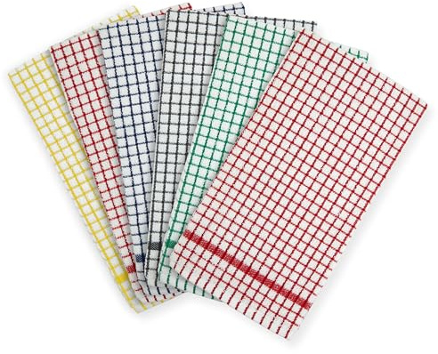 Emma Barclay Tea Towels for Kitchen Packs of 18 100% Cotton Terry Tea Towels Multicoloured Kitchen Home Household Essentials Dish Towels Kitchen Cloths Superdry Check Design 18 Pack