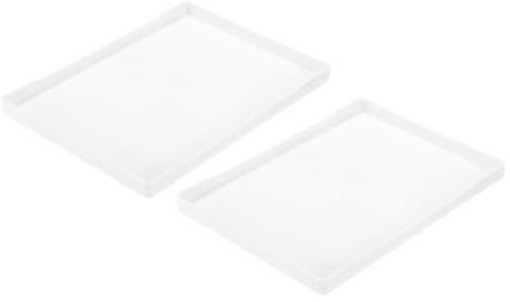 QUARKZMAN 2 Piezas Bandeja de Servicio Pequeña Blanca Mini Bandeja 6 x 9 Bandejas Rectangulares de Plástico Decorativas de Madera para Desayuno Cocina Baño