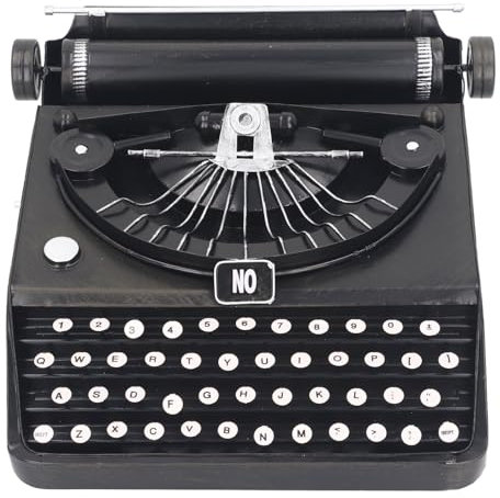 OPPWONG Schreibmaschine, Schwarzes Retro-Vintage-Schreibmaschinenmodell, Schreibmaschine, Manuelle Requisiten, Modell, Retro-Dekoration, Ornamente für Film-Requisiten,